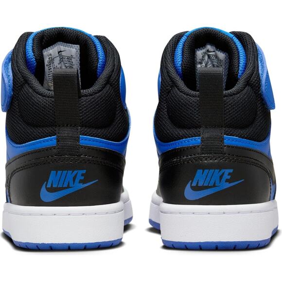 NWT Nike unisex Little Kids' Court Borough Mid 2 Shoes,Black/Game Royal-Size 3 - Picture 7 of 8